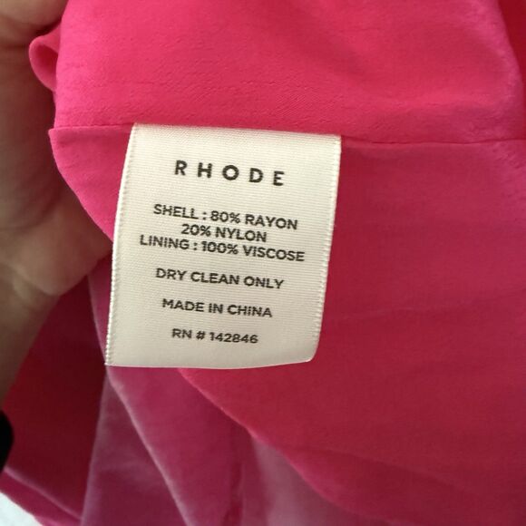 NWT Rhode Pink Ester V-Neck Puff Sleeve Velvet Dress in Jaipur Size 8 $565 - Picture 4 of 16